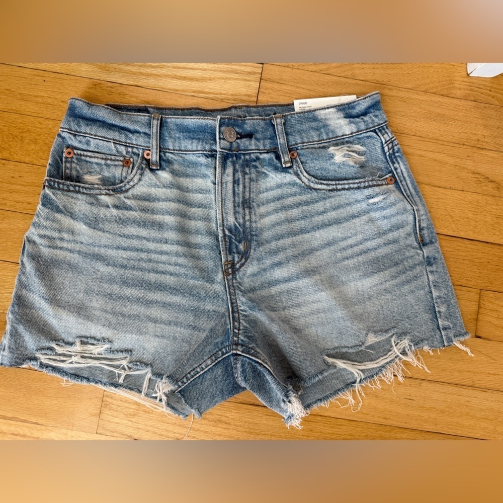 American Eagle Outfitters Light Blue Distressed Jean Shorts